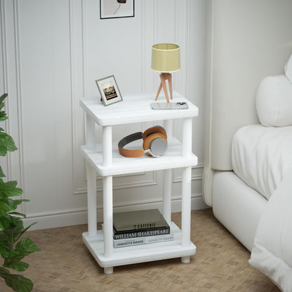 DALEMHOME 3 Solid Wood Tier End Table, Side Table Sofa Couch Table for Living Room, Night Stand Storage Shelf