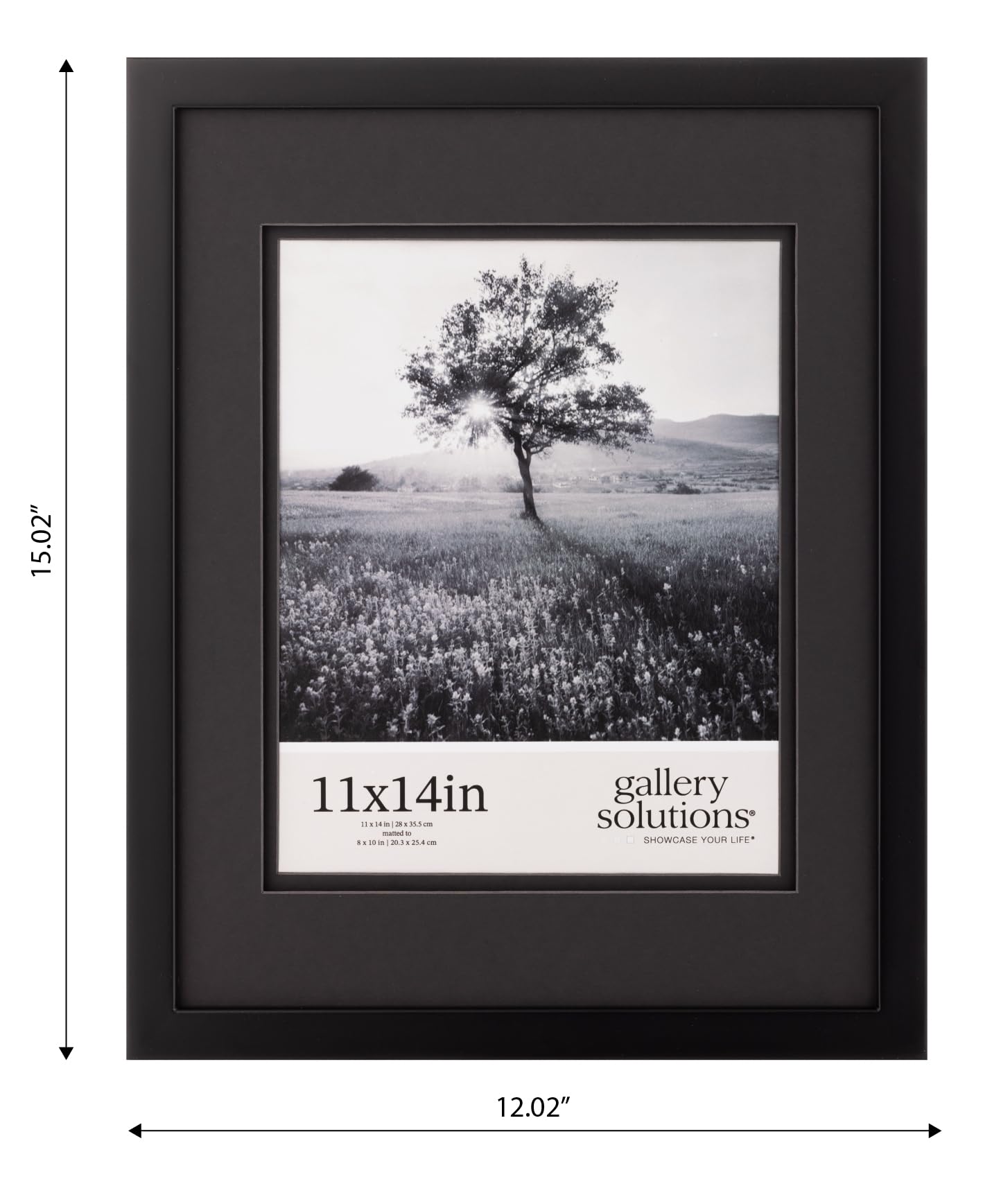 Gallery Solutions - Black Wood Wall Frame 11"x14" - Premium Quality - Rectangular Wall Mount - Classic Design for 8"x10" Photos - Ready-to-Hang - Enhance Your Home or Office Décor with this Elegant Frame - Ideal for Showcasing Memories
