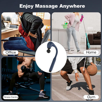 Massage Gun Deep Tissue with Extended Handle Revolutionary U-Shaped Back Massager,Body Massager for Neck,Shoulder,Leg(Dark Blue)