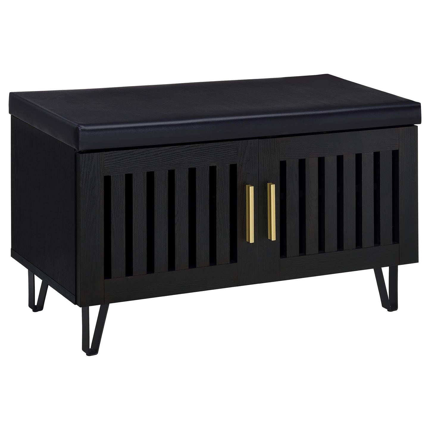 Coaster Home Furnishings Brixton 2-Door Padded Entryway Shoe Storage Bench Black