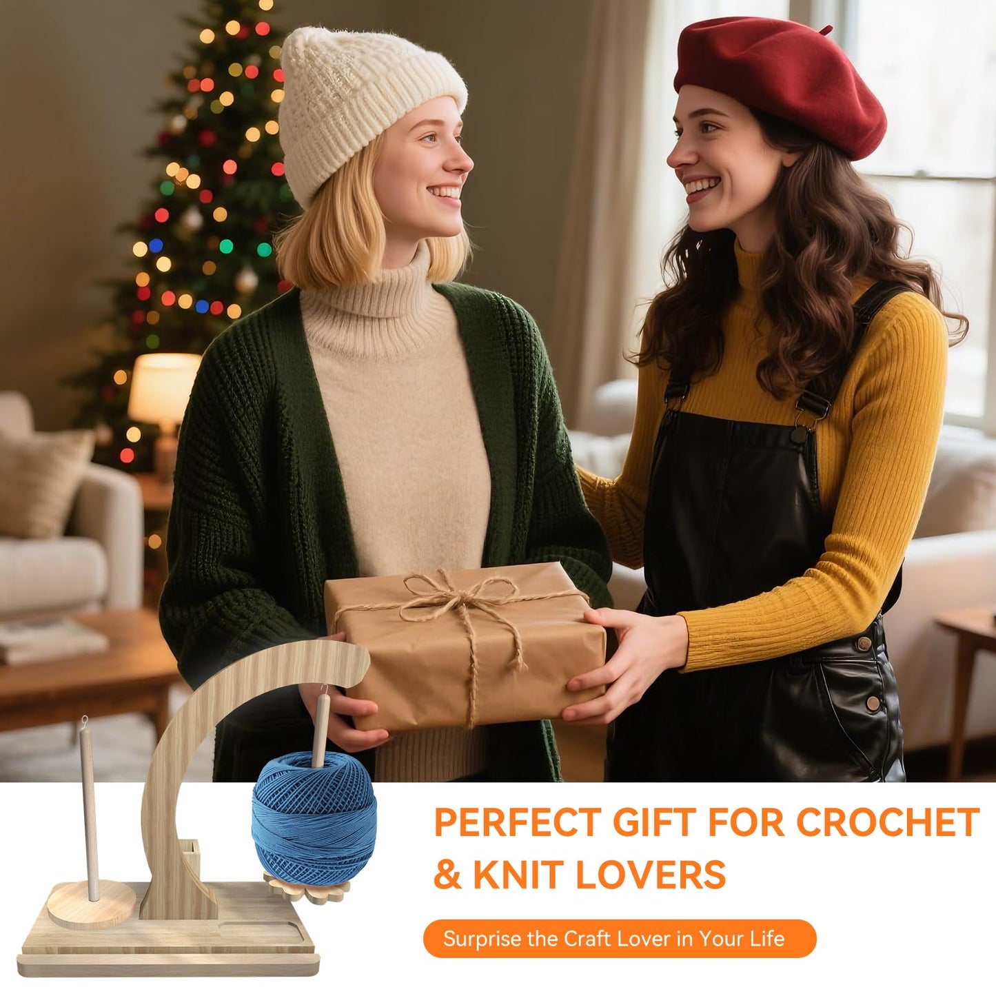 Yarn Holder for Crocheting and Knitting,Upgraded Rotating Yarn Spinner with 2 Spindles,Portable Wrist Yarn Holder with Phone Stand & Crochet Accessories Storage, Crochet Gift for Knitting Lovers