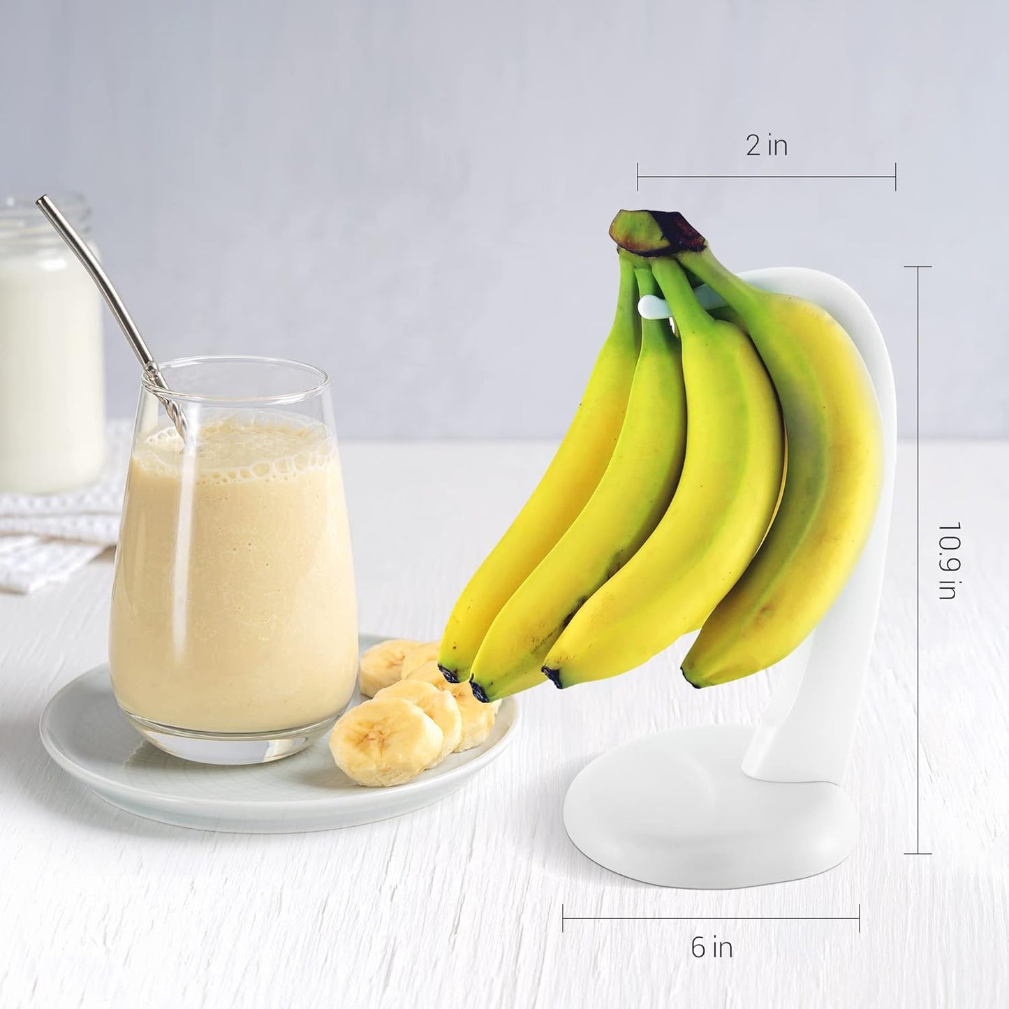 1-Pack Meadow Lane Banana Holder Stand - BPA-Free White Plastic Fruit Hanger for Freshness, Kitchen Storage Item