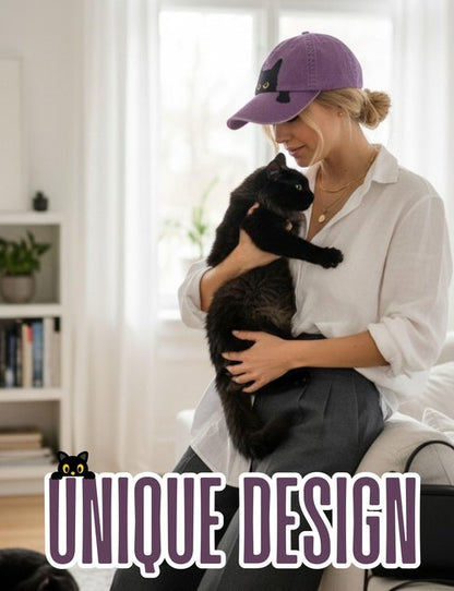 InnoBeta Black Cat Lovers Gifts for Women, Men, Adjustable Embroidered Hat for Birthday, Christmas - Purple