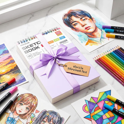 Soucolor 9" x 12" Sketch Book, 2 Pack School Art Supplies Gifts for Girl, Birthday Gifts for Women, Thank You Gifts, Stocking Stuffers,200-Sheets Each (68lb/100gsm) Purple Drawing Notebook for Kids
