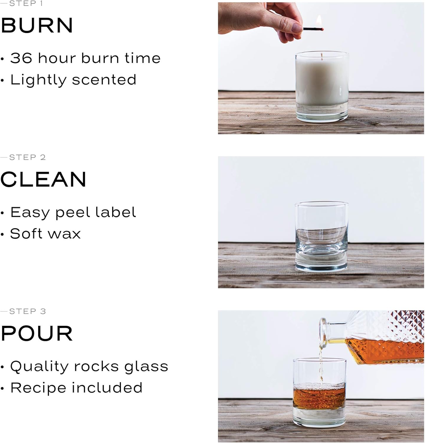 Wixology Cocktail Inspired Bourbon Candle - Sidecar Scent - Hand Poured Coconut and Soy Blended Wax in Re-Usable Rocks