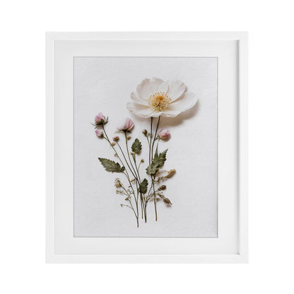 Stupell Industries Simple Pressed Flowers Gray Framed Print Under Glass, design by Lettered and Lined, 16 x 13