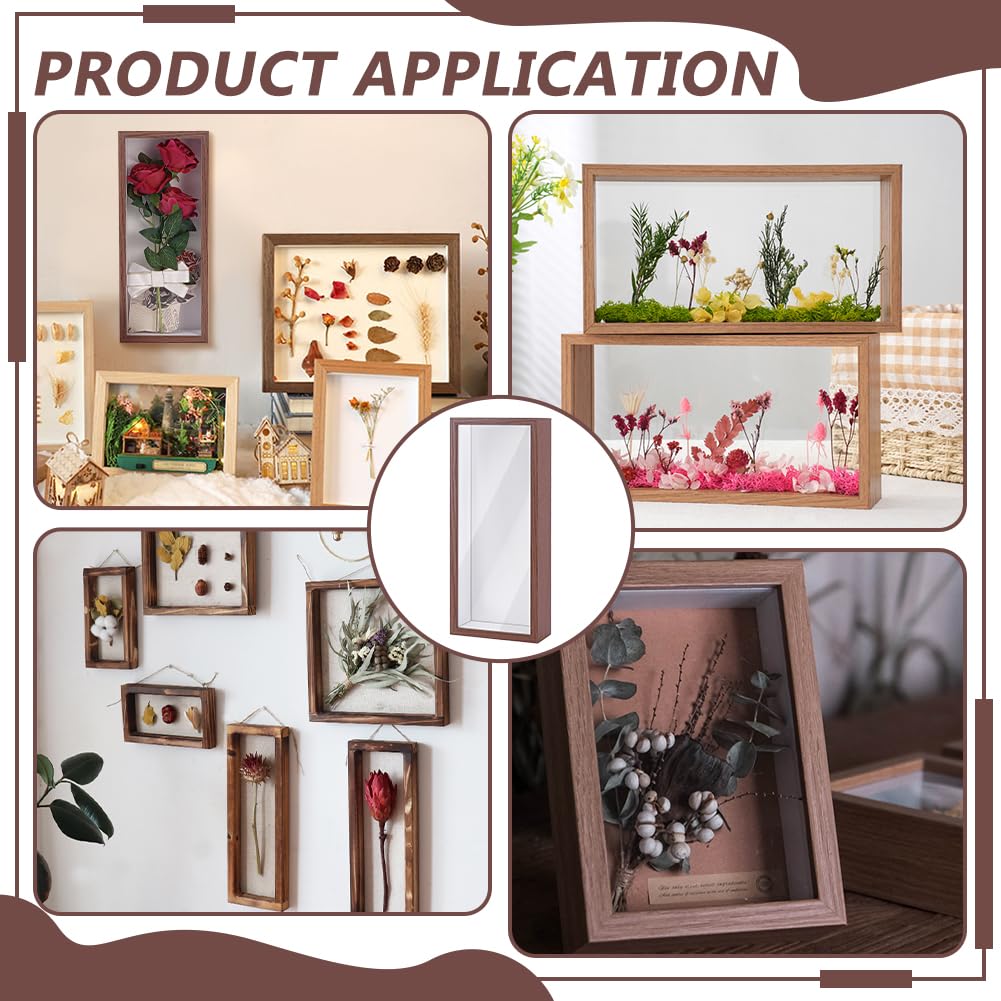 INTERWARM 2Pcs Shadow Box Display Case, 14.4x6.1x2.56Inch Rectangle MDF Shadow Box Frame with Nail Hangers and Hook for Mother's Day Awards Memorabilia Flower Pictures Keepsakes Medals(Camel)