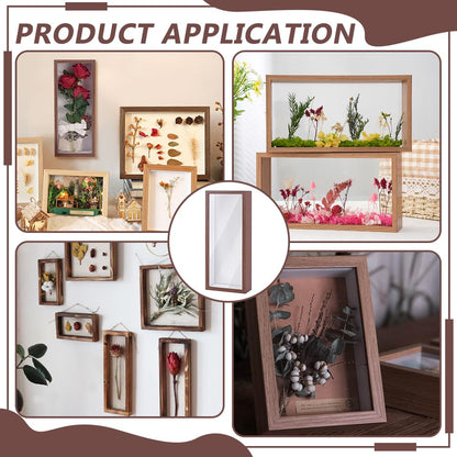 INTERWARM 2Pcs Shadow Box Display Case, 14.4x6.1x2.56Inch Rectangle MDF Shadow Box Frame with Nail Hangers and Hook for Mother's Day Awards Memorabilia Flower Pictures Keepsakes Medals(Camel)
