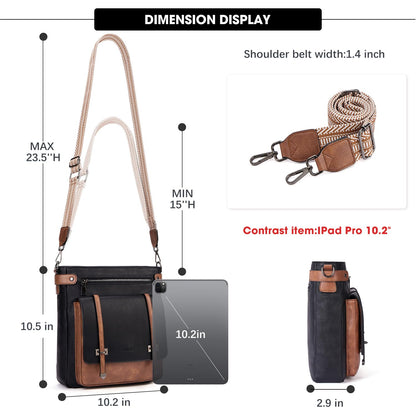 Roulens Crossbody Bags for Women,Multi Pocket Crossbody Purses Vegan Leather Shoulder Handbags Travel Purse Adjustable Strap