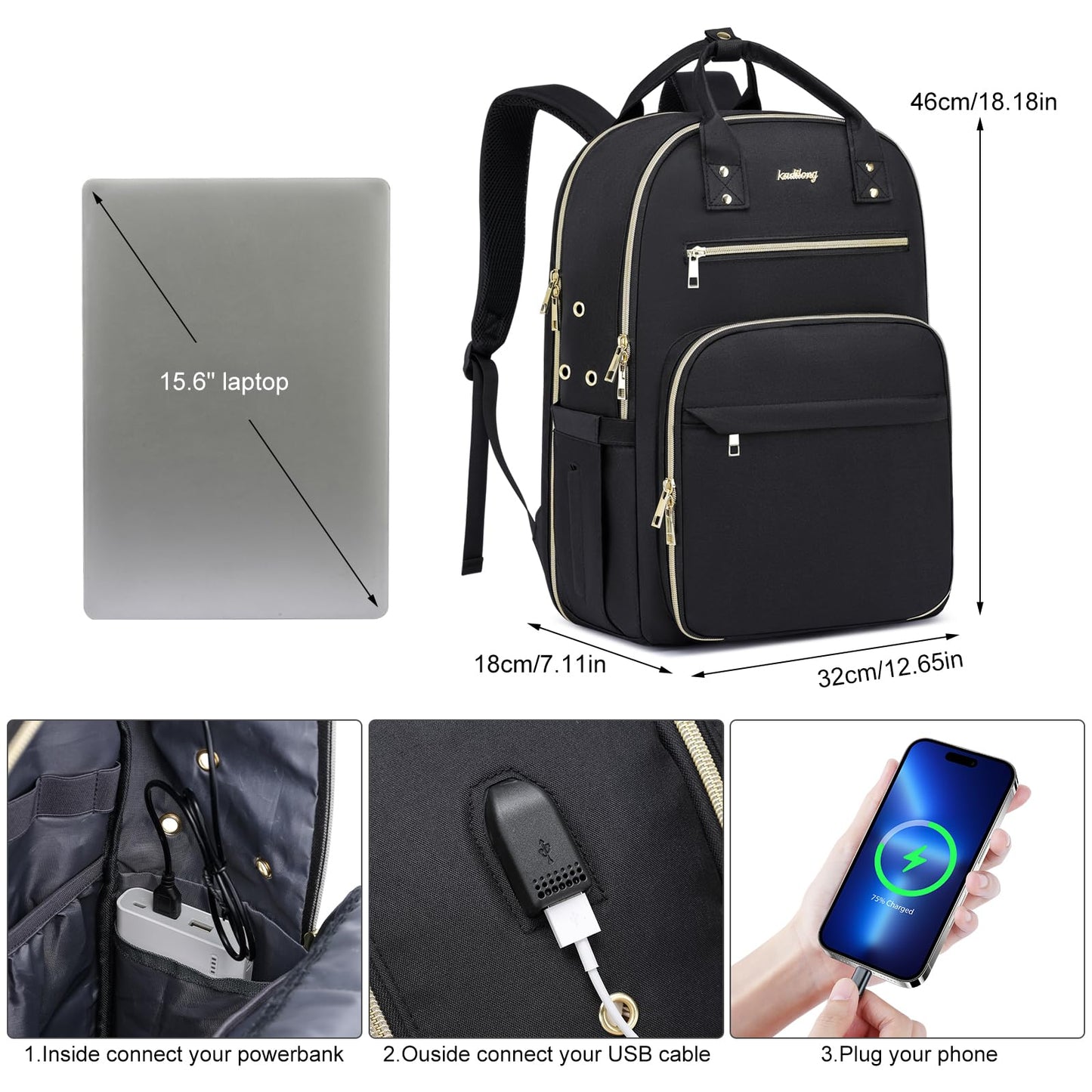 kadilong Knitting Bag Crochet Backpack for Crocheters,Yarn Organizer Storage for Knitters Travel,Large Capacity Crochet Bag Yarn Storage Tote Bag with USB Port Knitting Gifts for Women