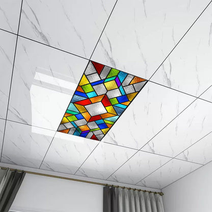 ZAQIO 2 Pack Stained Glass Fluorescent Light Cover for Ceiling Light, Magnetic Ceiling Light Cover Classroom Lights Covers Classroom Supplies for School Classroom Home Office