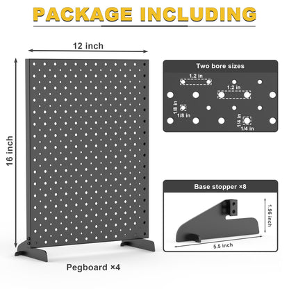 Ultrawall Pegboard Display Stand, Metal Tabletop Pegboard Display, Accessories Rack Organizer for Jewelry, Retail Stores, Craft Shows, 12"X16", 4pcs Black