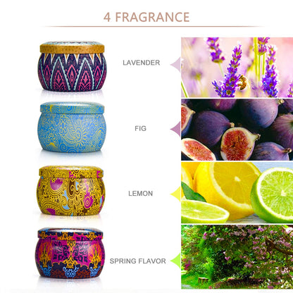 Scented Candles Gift Set Mom Gifts 4 Cans Aromatherapy Candle 4.4 Oz Natural Soy Wax Bath Yoga Unique Mothers Day Gifts Christmas Birthday Gifts for Women Wife Friends