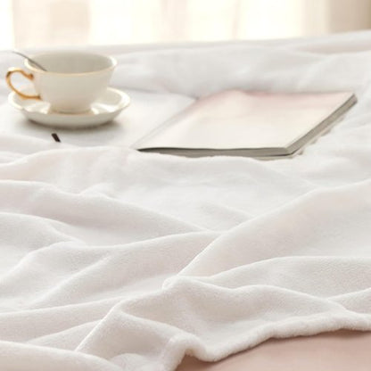 Bedsure GentleSoft Fleece Throw Blanket - XL White 300GSM Plush & Cozy for Bed, Sofa, Travel | 50x70 Inches