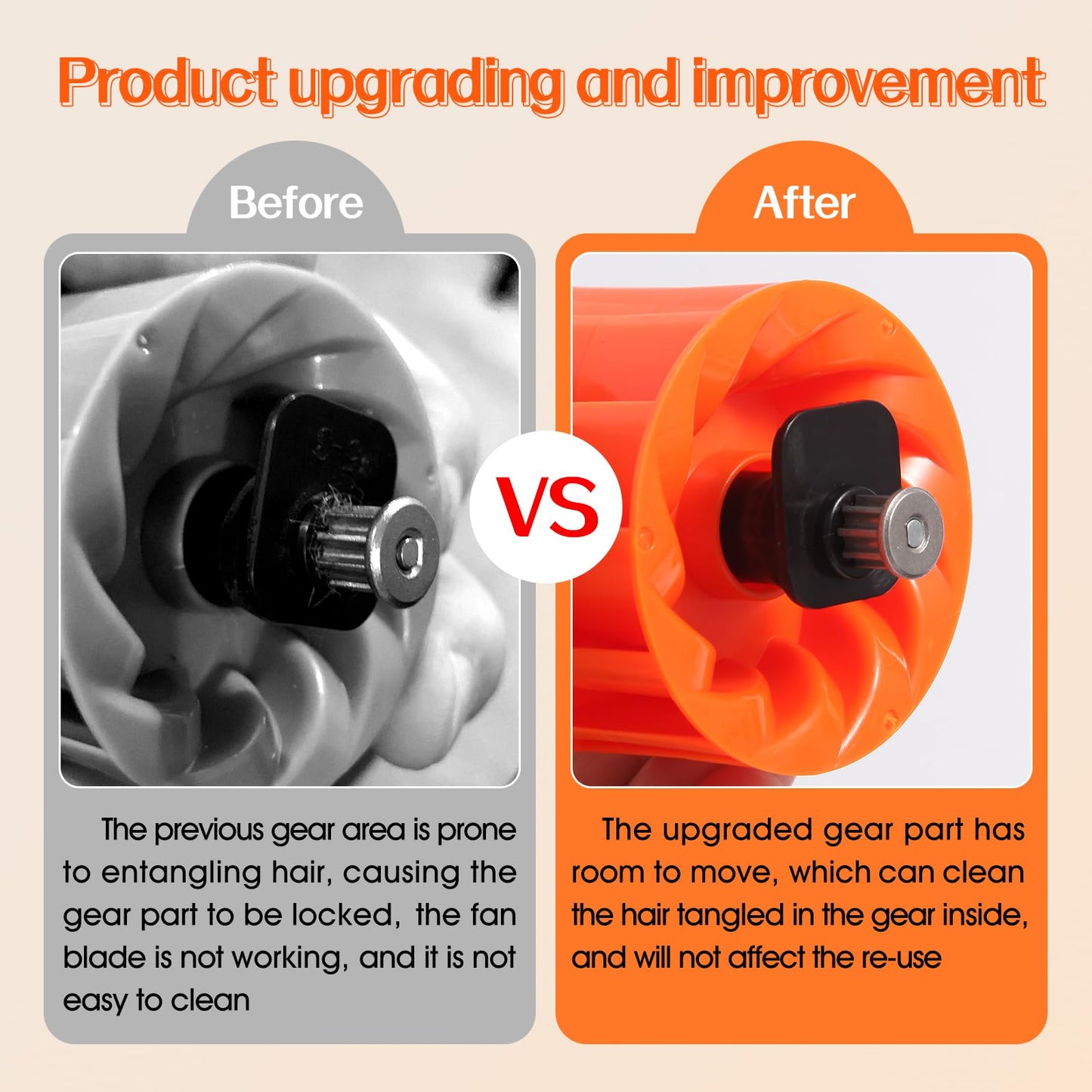Upgraded Vacuum Pet Hair Power Brush Tool Attachment Compatible With Shark HV301 HV302 HV320 HV322 NV750 NV752 NV650 NV680 NV800 NV150 NV341 ZU560 ZU561 ZU60 ZU503AMZ Vacuum Replacement Parts Orange