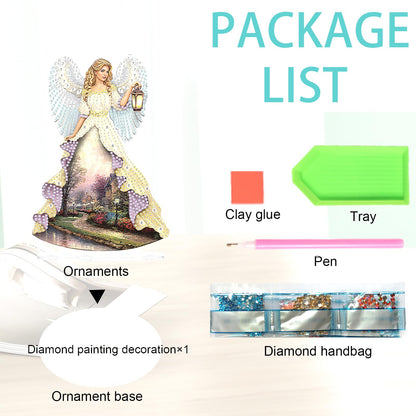 JZHYOAN Angel Diamond Art Desktop Ornaments Gem Painting Table Ornaments Gem Art for Adults Diamond Painting Desk Stand Crystal Arts Mosaic Kit DIY Desktop Kits with Special Shape