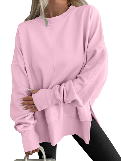 ANRABESS Women Oversized Sweatshirts Thumbhole Long Sleeve Hoodies Shirts 2025 Fall Side Slit Pullover Top Teen Y2k Outfits