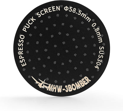 MHW-3BOMBER 58.5mm Espresso Puck Screen, Reusable Metal Espresso Filter for 58mm Portafilter Basket, Black FG5588