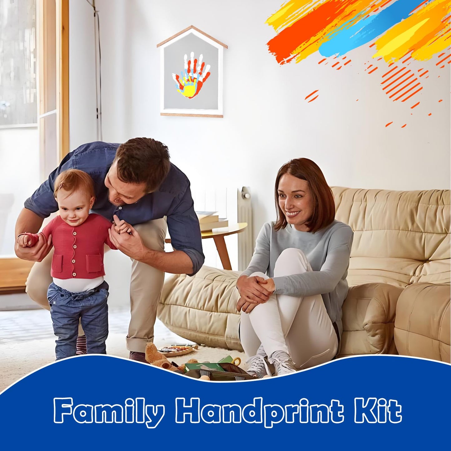 CHERRY CHEERS Exclusive House Shaped Family Handprint Kit; Unique DIY Keepsake, Complete Set, Meaningful Gift for Home Decor, Family Craft & Memory Making
