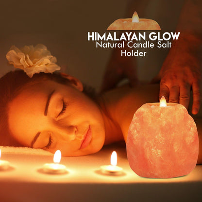 Himalayan Glow Hand Carved Himalayan Salt Candle Holders - Home Decor Night Light