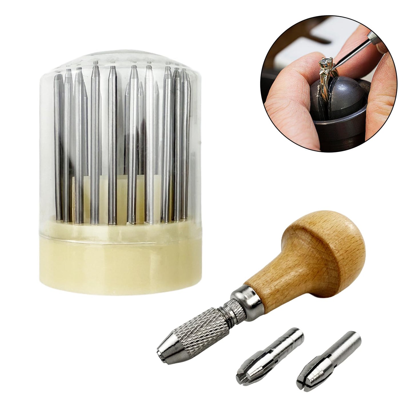 Flylin 23Pcs Beading Tools, Metal Handmade Beader Set for Diamond Stone, Professional Jewelry Setting Graver, Stone Setting Beading Tool Kit for DIY Crafting Jewelry Making