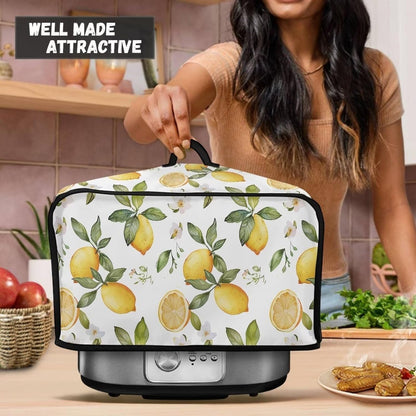 Crock for Pot Cover 6-8 qt, Yellow Lemon Slow Cooker Dust Cover with Pocket for Accessories