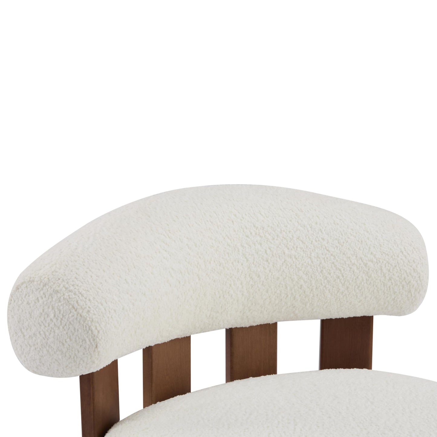 Christopher Knight Home Elvina Boucle Fabric Accent Chair, Solid Wood Single Lounge Sofa, Bedroom Comfy Reading Chair, for Modern Minimalist Style Living Room/Home Office, Milky White+Walnut