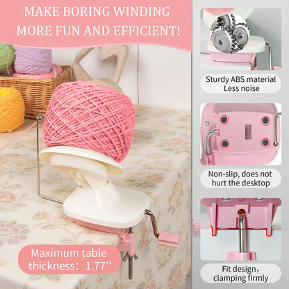 SPEENSUN Yarn Winder and Swift Combo, Efficient 3.5 OZ Yarn Cake Maker, Adjustable Angle/Height Yarn Swift Turn Loose Yarn into Tidy Skeins, Easy-to-Install Yarn Spinner for Yarns Below Size 5