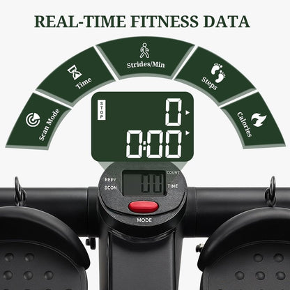 Mini Stair Steppers with Resistance Bands for Exercise at Home, Portable Exercise Twist Stepper Machine for Full Body Workout, Hydraulic Fitness Stepper with LCD Monitor, Black