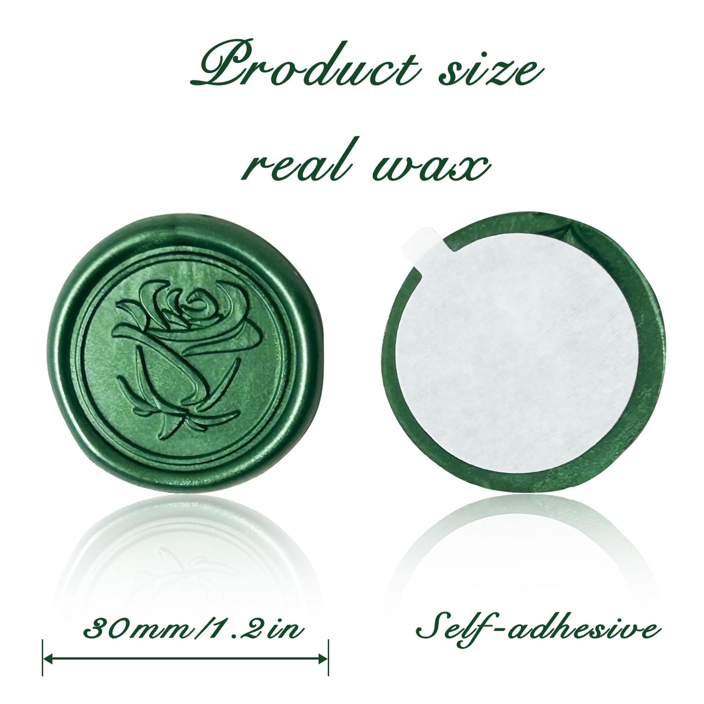 Wax Seal Stickers Rose Wedding Invitation Envelope Seals Stickers 50Pcs Self Adhesive Wax Seal Decals for Party Greeting Card Gift Wrapping Christmas, Pine Green