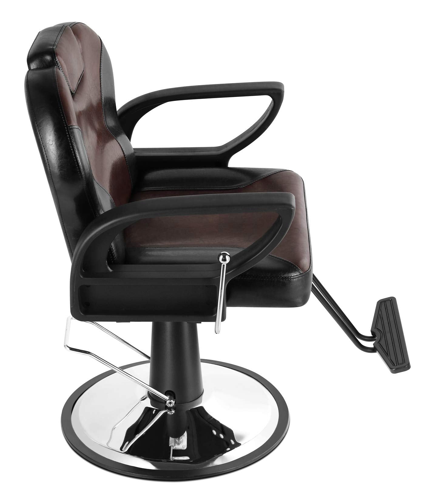 Beautymega Vintage Hydraulic Pump Hair Cutting Chairs Reclining Beauty Salon Styling Chairs (Black & Brown)