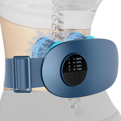 FWV Back Massager with Heat,Portable Cordless Heating Pad for Back Pain Relief Deep Tissue,Heated Lower Massager with 6 Modes&16 Levels,USB Heat Back Massage Tool Blue