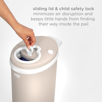 Ubbi Stainless Steel Diaper Pail - Odor Locking Design | No Special Bag Required, Taupe Finish