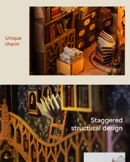 Fansetoyuma DIY Miniature Book Nook Dollhouse Room Kit for Teens and Adults-Magic Library