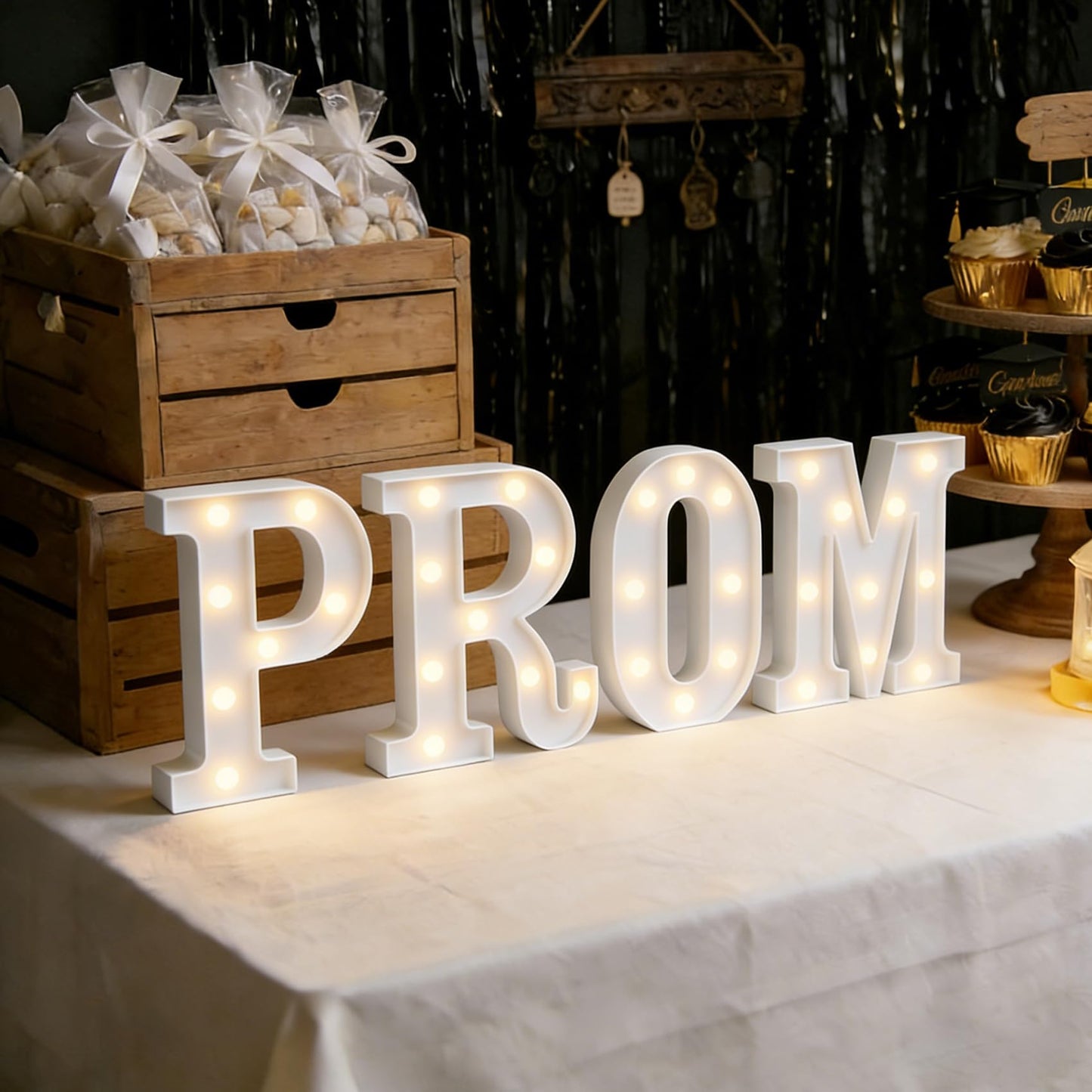 CDIXlmuz Prom LED Marquee Sign Light Up Letters, LED Prom Sign Marquee Letters Lights, White Letter Lights for Graduation Decorations, Class of 2026 Light Up for High School College Graduation Party
