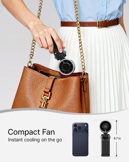 Skiennix Portable Handheld Turbo Fan - 5-Speed Rechargeable Mini Personal Fan | 4000mAh Battery, Ideal for Travel & Beach Use (Black)