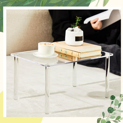 RattanView 1 Pcs 14 Inch Acrylic Risers Display Stands Rectangular 4-leg Acrylic Plant Stand, 6mm Thick Clear Shelf Riser Display Stands for Decor Collectibles Figures and Item Photography