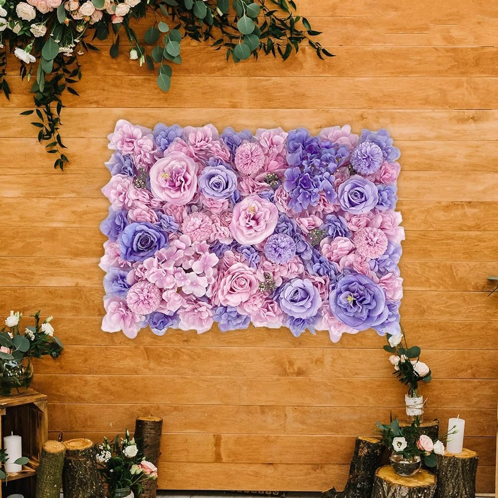 GOUZIBHD Artificial Flower Panel for Wall Backdrop, Flower Wall Panels, 16 X 24 Inch Flower Wall Mat, Faux Flower Wall Background for Wedding Home Decor Party Photo(Size:6PCS)