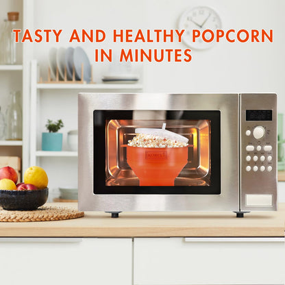 The Original Korcci Microwaveable Silicone Popcorn Popper, Microwave Popcorn Popper, Collapsible Microwave Popcorn Maker Bowl, No Oil Required, Use In Microwave, Dishwasher Safe (Blue)