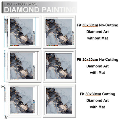 Fxojyvo White 12 x 12 Frame Set of 2, Display Picture 10x10 with Mat or 12x12 Without Mat, Wall Hanging Large Picture Frame for Diamond Art Painting 30x30 cm - 2 Packs