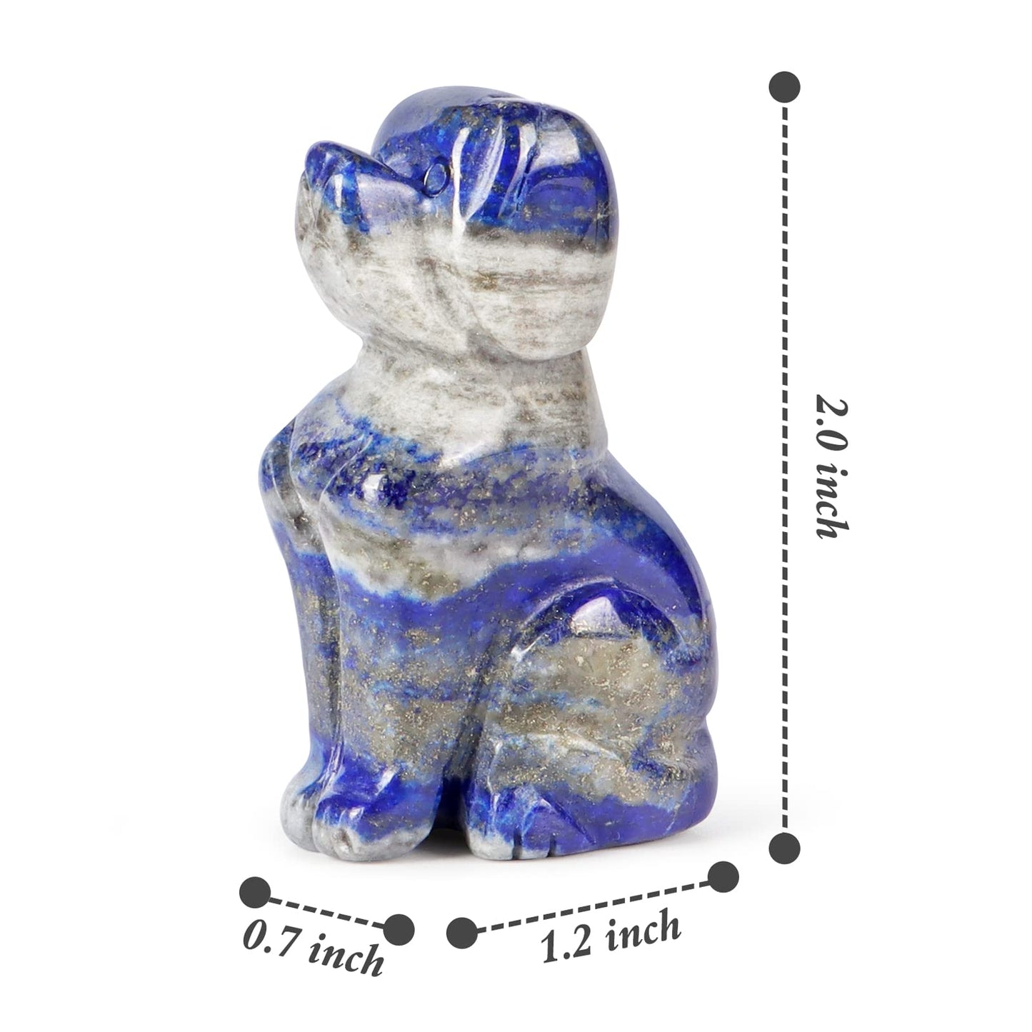 Artistone 2" Lapis Lazuli Dog Crystal Animals Figurine Carved Gemstone Puppy Dog Statue Sculpture Craft Home Decorations