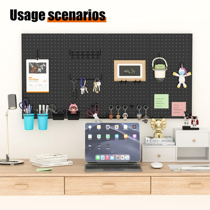 HUZJIEHUI 4 PCS - 12" W x 24" H x 0.78" D Metal Pegboard Wall Organizer, Compatible with All 1/8" and 1/4" Hooks, Suitable for Wall Home, Garage Tool Storage, Office Organization, Craft Room, Kitchen