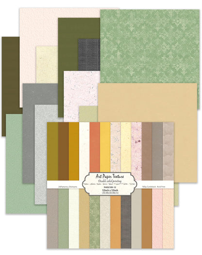 iChuan 24 Sheets Scrapbook Paper 12" Double-Sided Photo Backdrop Patterned Craft Paper 160gsm for Junk Journals Greeting Cards Album Decoration (Floral Design I)