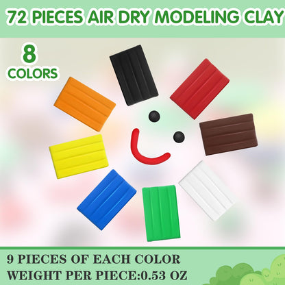 WinnerWhy 72 Pcs 38oz Air Dry Clay Modeling Magic Ultra Light Modeling Clay for Kids DIY for Sculpting Air Dry School Gift(Bright Color)