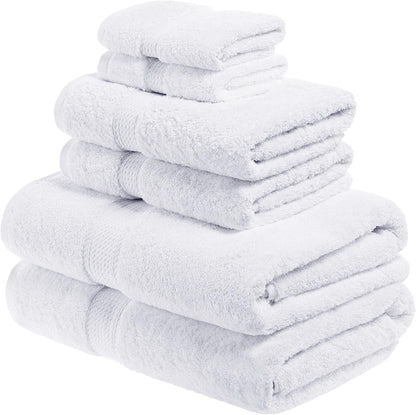 Set, 6PC, Superior Egyptian Cotton Solid Towel Monaco White