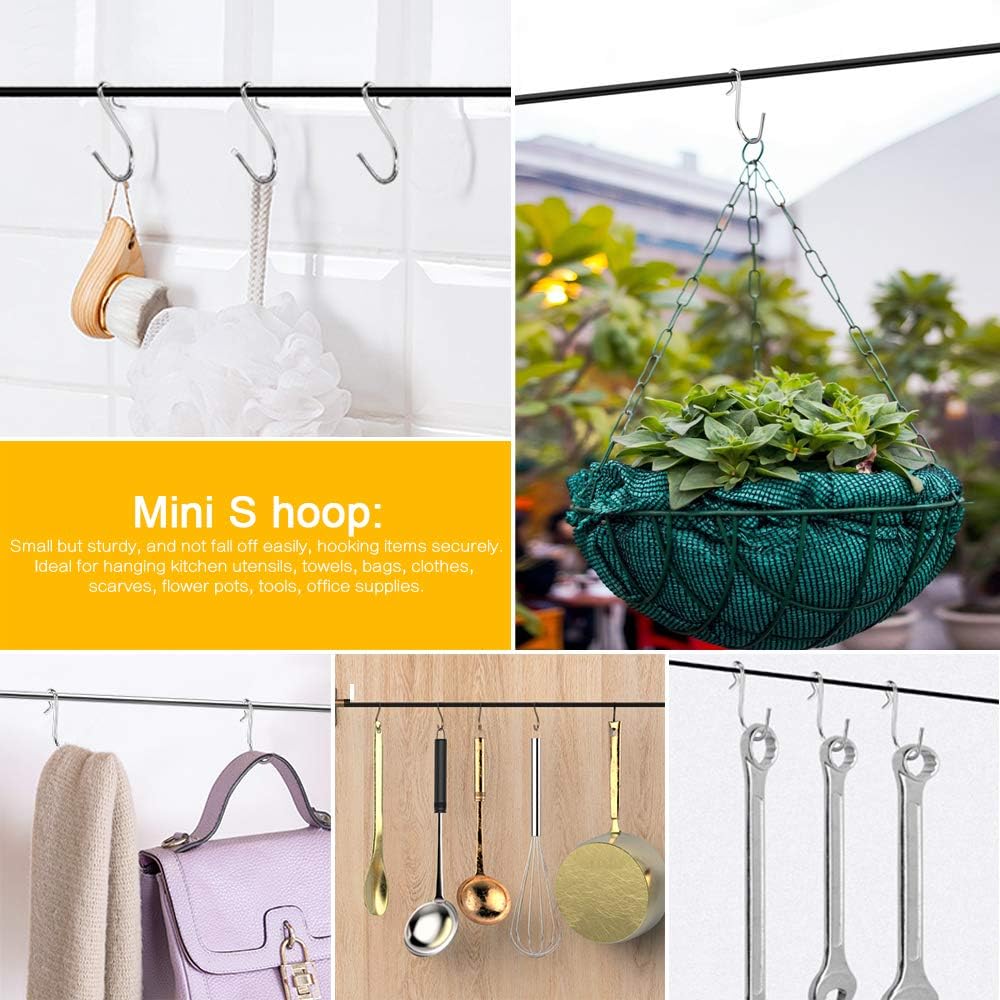 HNYYZL 50Pcs S Hooks, Heavy-duty S Shaped Hook Connectors, Corrosion Protection Metal Hangers for Indoor and Outdoor