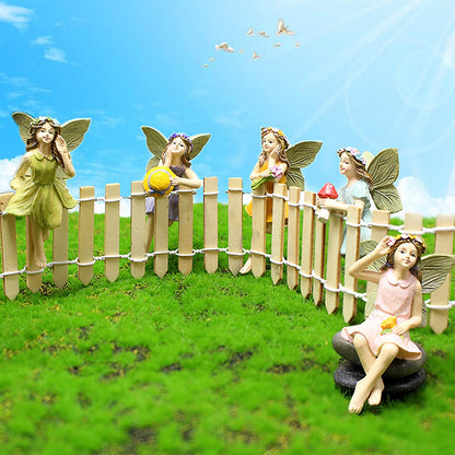 KOCNYDEY Garden Miniatures Fairies Mini Garden Figurine Set Fairies Statues Without a Stick for Outdoor Garden Yard Lawn Home Decor Lovely Resin Fairy Angel Accessories (5 Pieces)