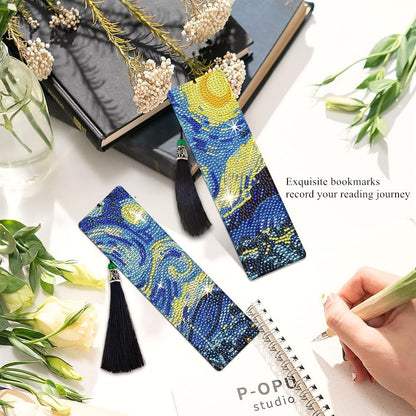 NUFTVI 4 PCS Diamond Art Bookmarks Van Gogh Starry Night, DIY Acrylic Diamond Painting Bookmarks Kits for Adult Reader and Crafts Lovers