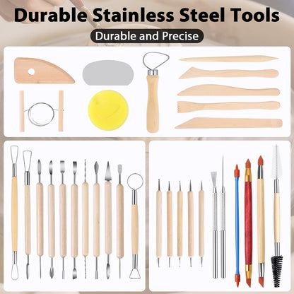 Tovotum Pottery Sculpting Tools 32PCS Ceramic Clay Carving Tools Set for Beginners Expert Art Crafts Pottery Clay Tool