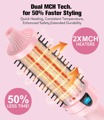 Terviiix Thermal Brush Get Voluminous Style, Quick Heating Hot Brush, Ceramic Tourmaline Ionic Heated Curling Iron, Digital Display 9 Temperatures Curling Wand, Dual Voltage, 1.5 Inch